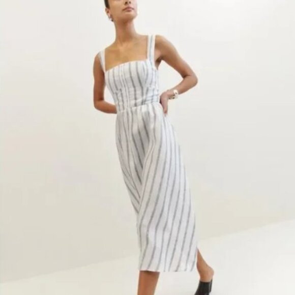 Reformation Tagliatelle Linen Dress - Harbor Stripe - Picture 1 of 11